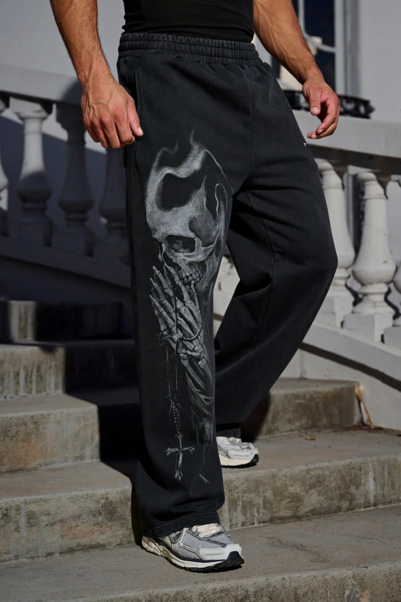 YoungLA Jogger Negro Estampado Lateral