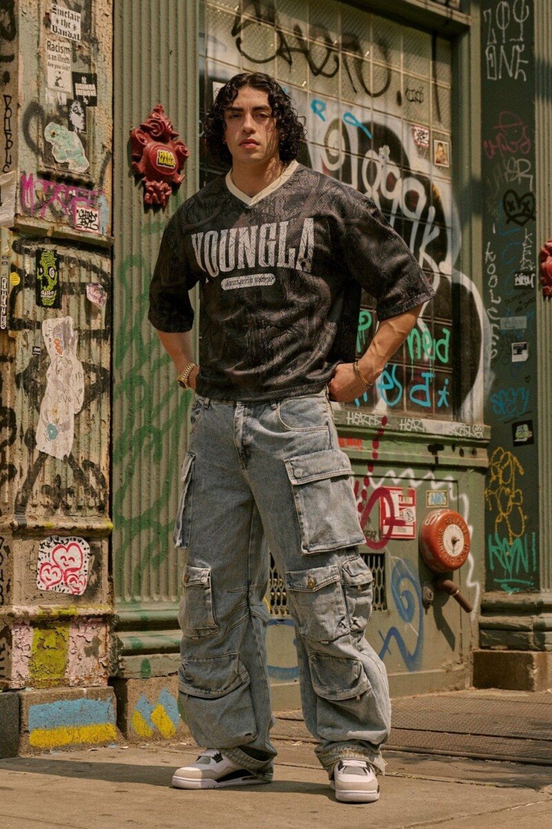 YoungLA Playera Verde Militar Oversize
