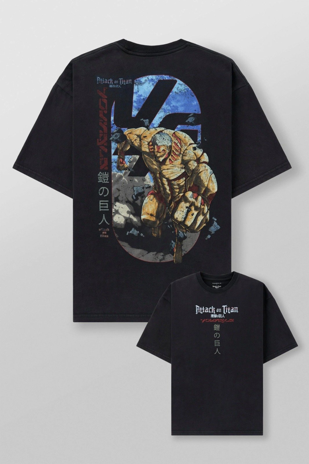 YoungLA x Attack on Titan Playera Negra Titán Acorazado