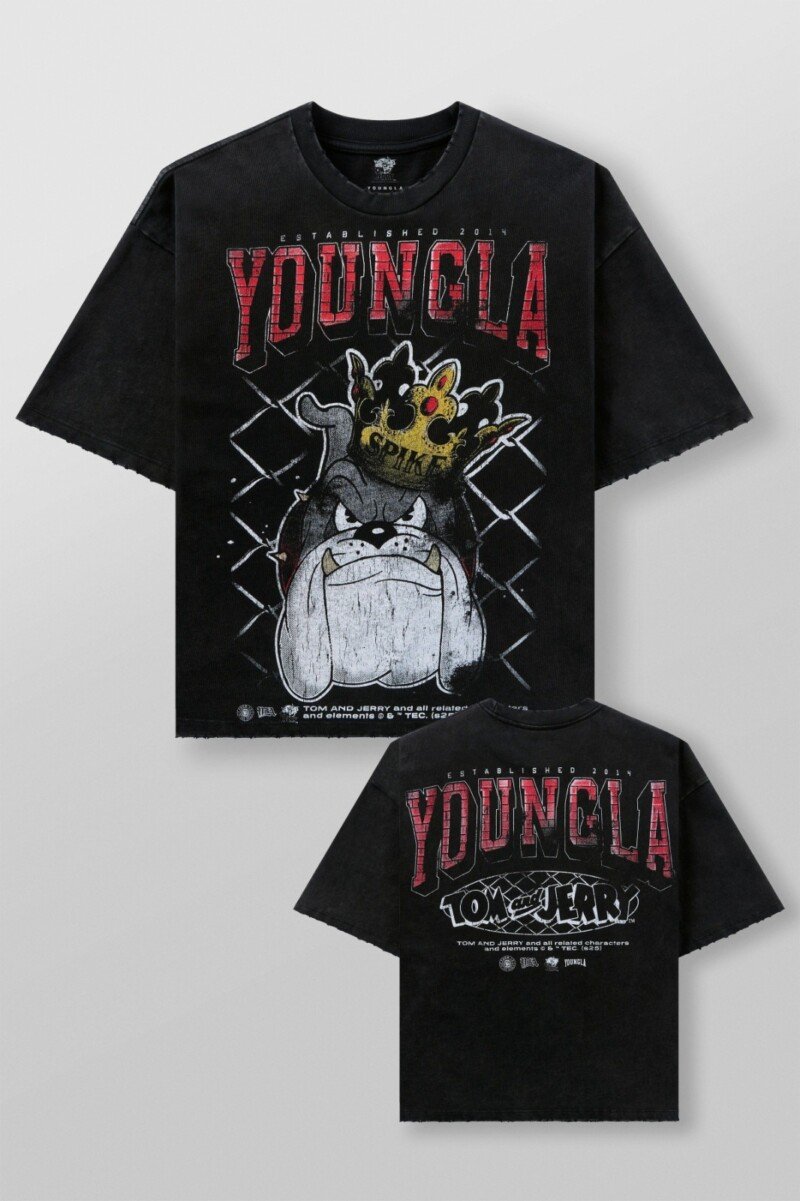 YoungLA x Tom and Jerry Playera Negra Spike