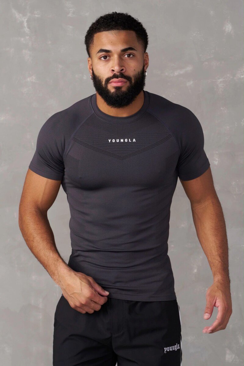 YoungLA Playera de Compresión Seamless Gris Oscuro