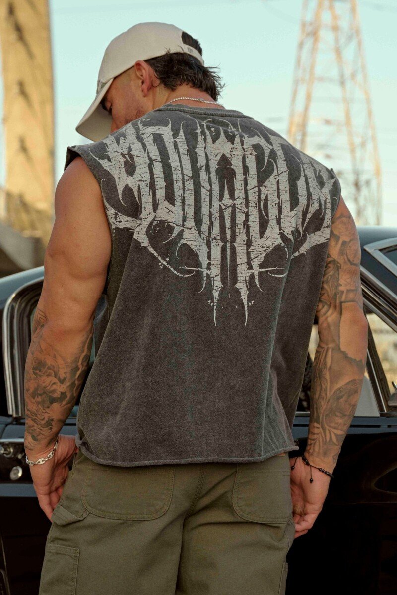 YoungLA Musculosa Corta Anarchy Gris Deslavado