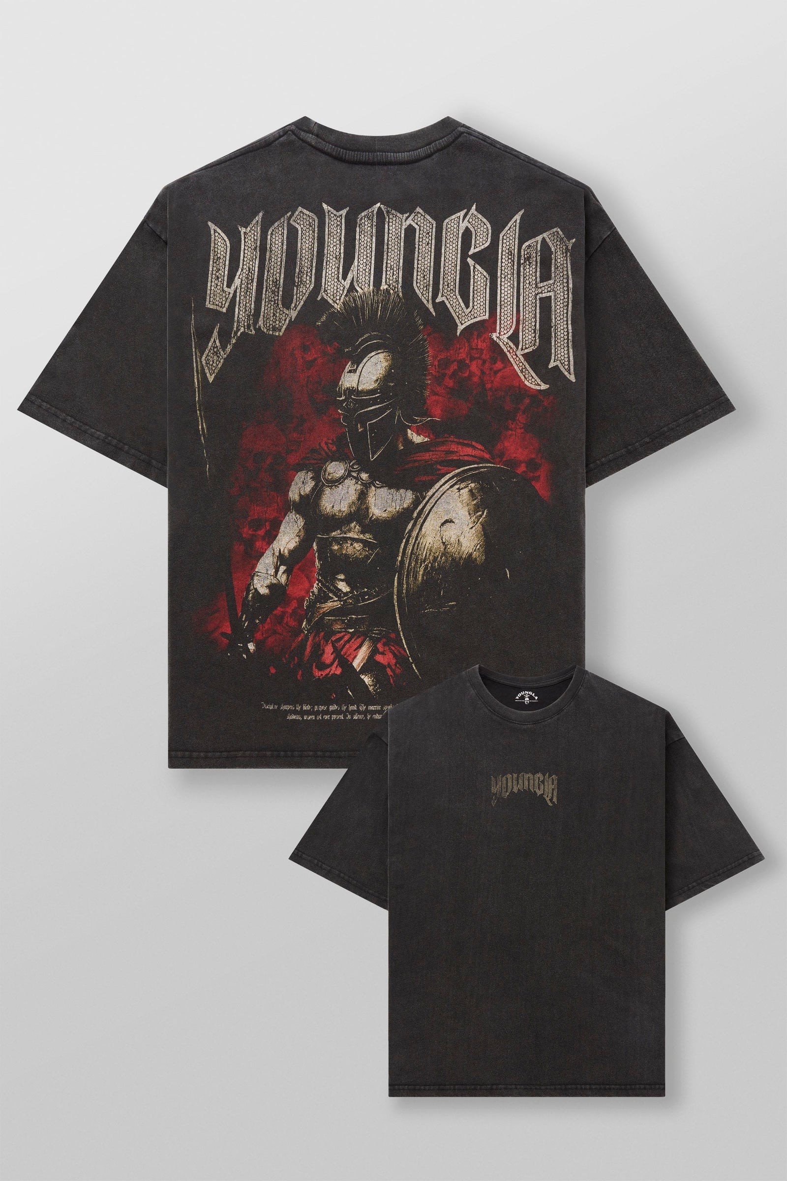 YoungLA x Axel Playera Negra Spartan Roja