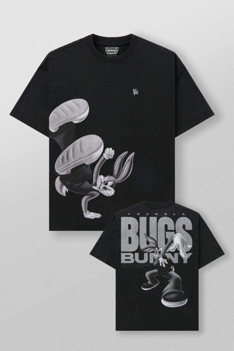 YoungLA x Looney Tunes Playera Negra Bugs Breakdance