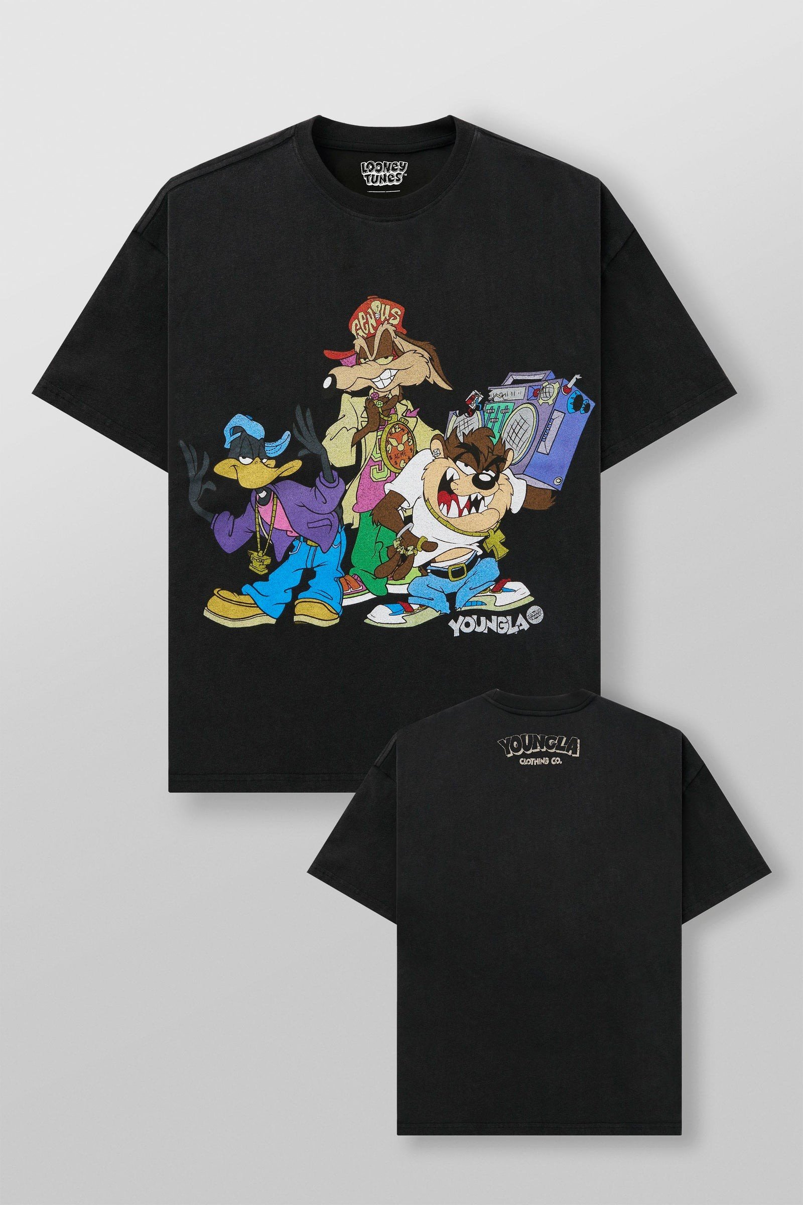 YoungLA x Looney Tunes Playera Negra Looney Crew